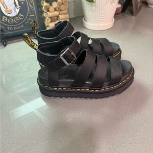 Doc Marten Black Leather Platform Sandals